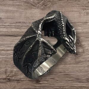 Celtic Dragon Wrap Ring in Antiqued Black and Silver Steel NWOT